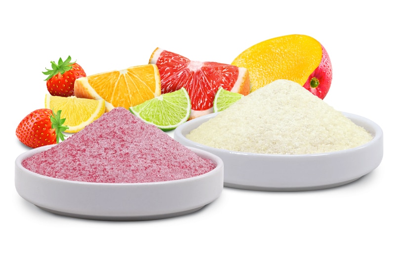 Variety of Fruit with Fruit Powders